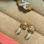 Vintage Intertwined Knot Teardrop Lab-Grown Diamond Drop Earrings - floysun