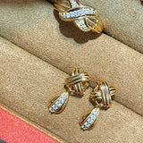 Vintage Intertwined Knot Teardrop Lab-Grown Diamond Drop Earrings - floysun