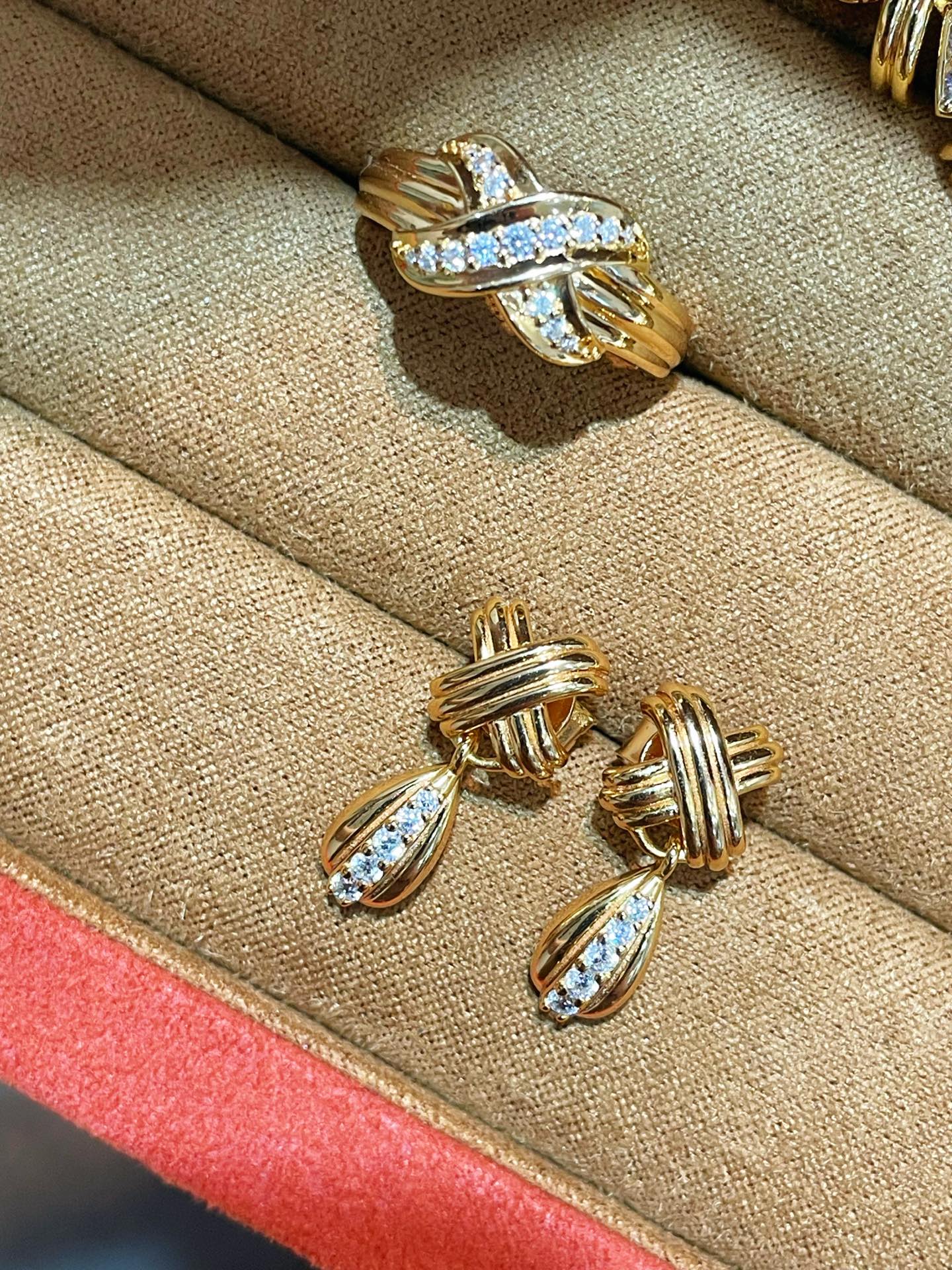 Vintage Intertwined Knot Teardrop Lab-Grown Diamond Drop Earrings - floysun