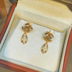 Vintage Intertwined Knot Teardrop Lab-Grown Diamond Drop Earrings - floysun