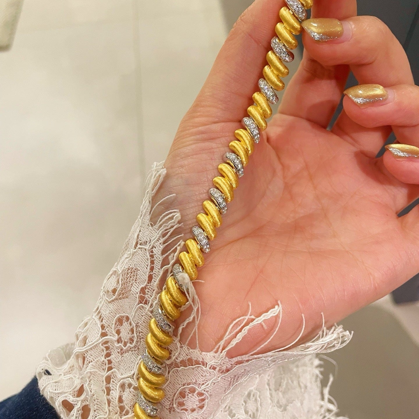 Vintage Italian Brushed Two-Tone Bracelet - floysun