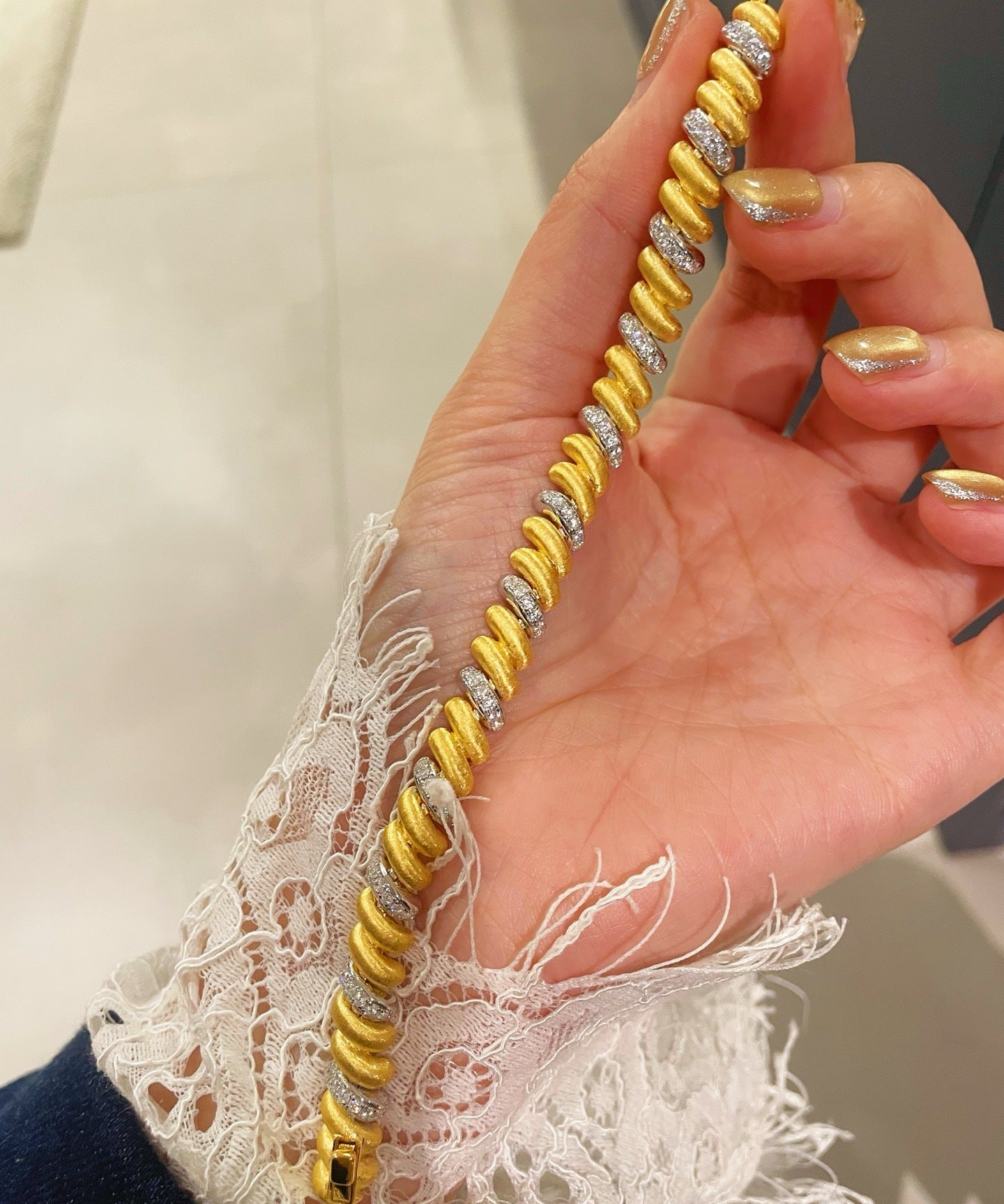 Vintage Italian Brushed Two-Tone Bracelet - floysun