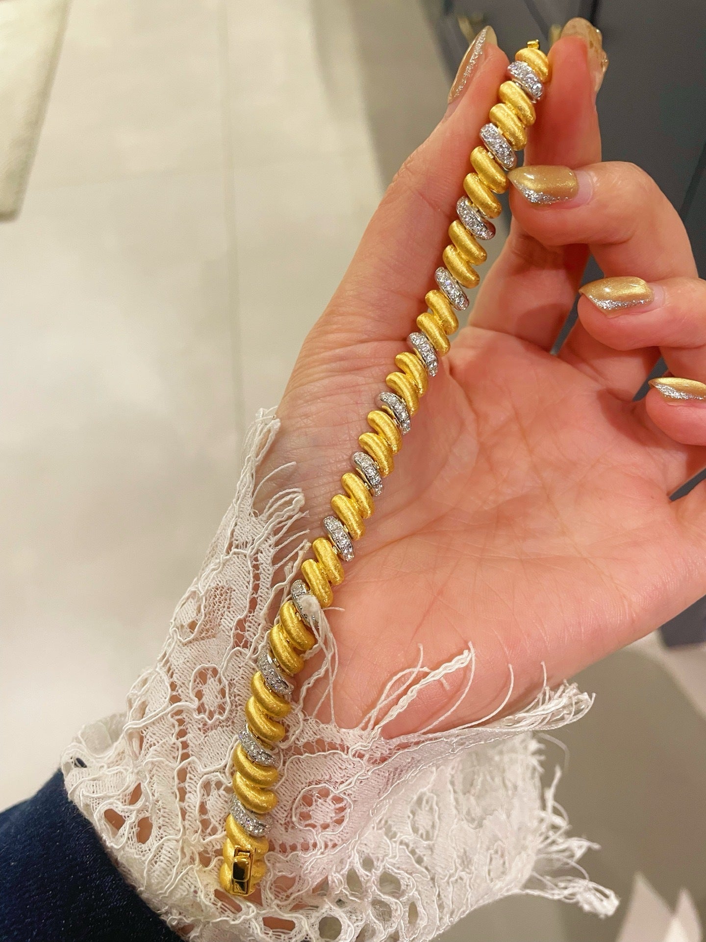 Vintage Italian Brushed Two-Tone Bracelet - floysun