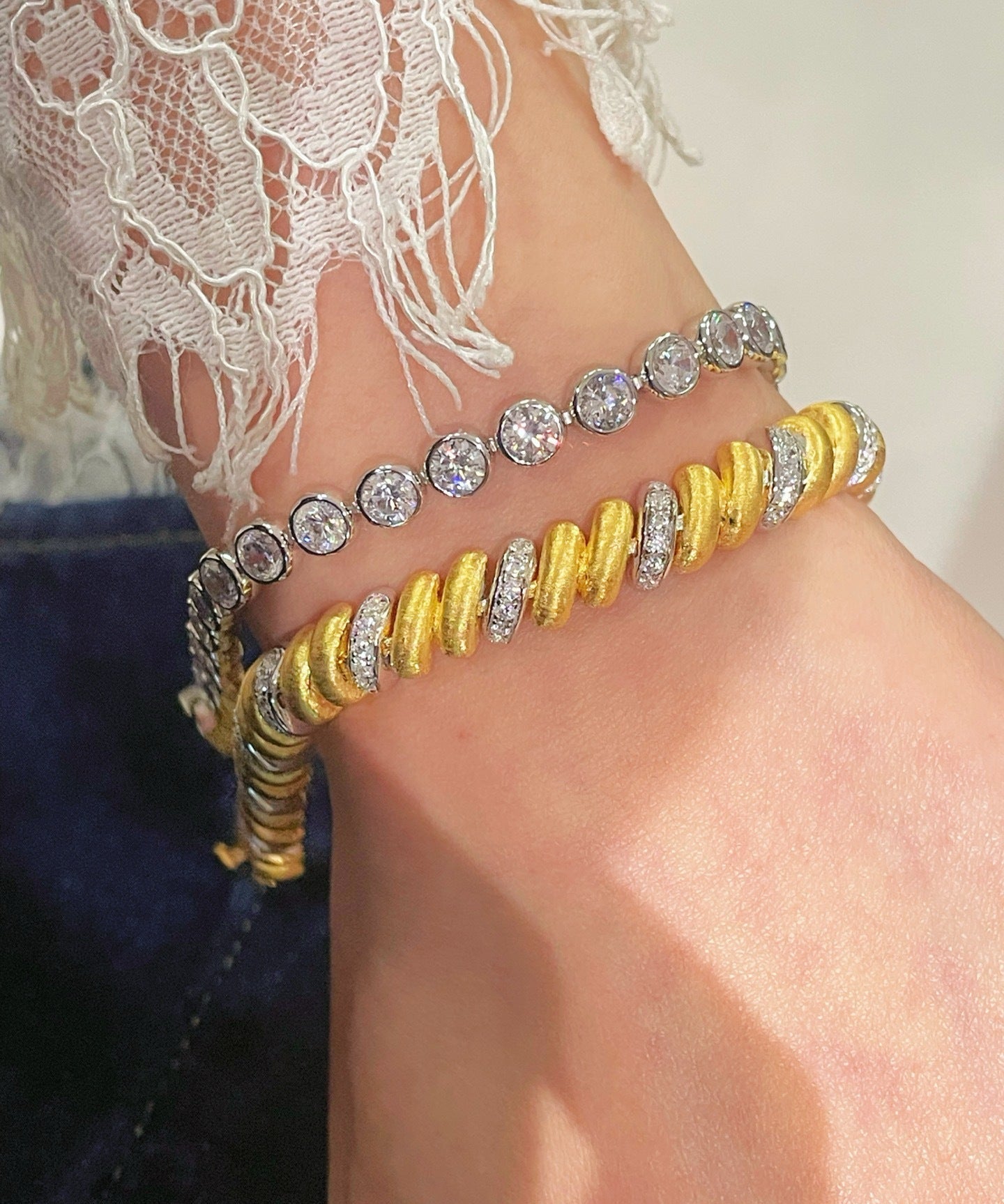 Vintage Italian Brushed Two-Tone Bracelet - floysun