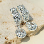 Vintage Lava Texture Cubic Zirconia Teardrop Drop Earrings - floysun