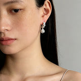 Vintage Lava Texture Cubic Zirconia Teardrop Drop Earrings - floysun