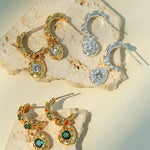 Vintage Lava Texture Cubic Zirconia Teardrop Drop Earrings - floysun