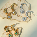 Vintage Lava Texture Cubic Zirconia Teardrop Drop Earrings - floysun