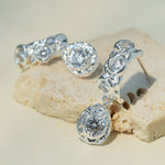 Vintage Lava Texture Cubic Zirconia Teardrop Drop Earrings - floysun