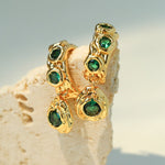 Vintage Lava Texture Cubic Zirconia Teardrop Drop Earrings - floysun