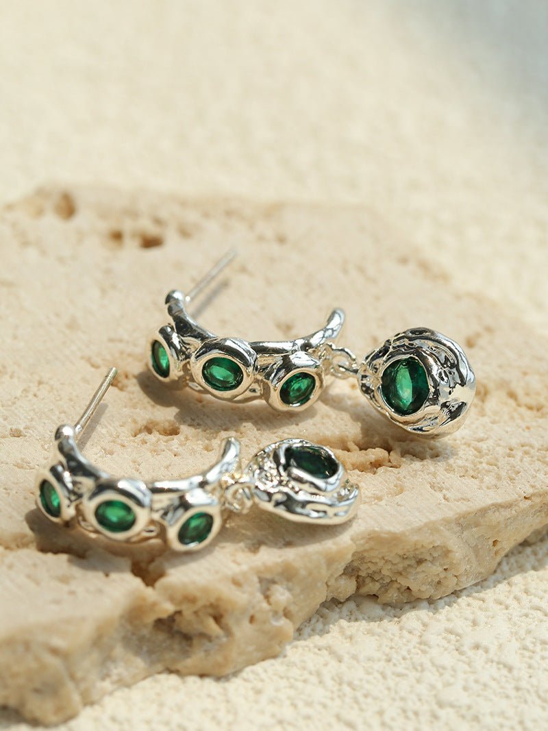 Vintage Lava Texture Cubic Zirconia Teardrop Drop Earrings - floysun