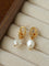 Vintage Lava Textured Double Interlock Ring Pearl Drop Earrings - floysun