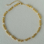 Vintage Lava Textured Gold Bean Freshwater Pearl Collarbone Necklace - floysun
