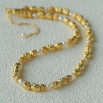 Vintage Lava Textured Gold Bean Freshwater Pearl Collarbone Necklace - floysun