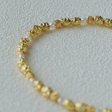 Vintage Lava Textured Gold Bean Freshwater Pearl Stack Bracelet - floysun