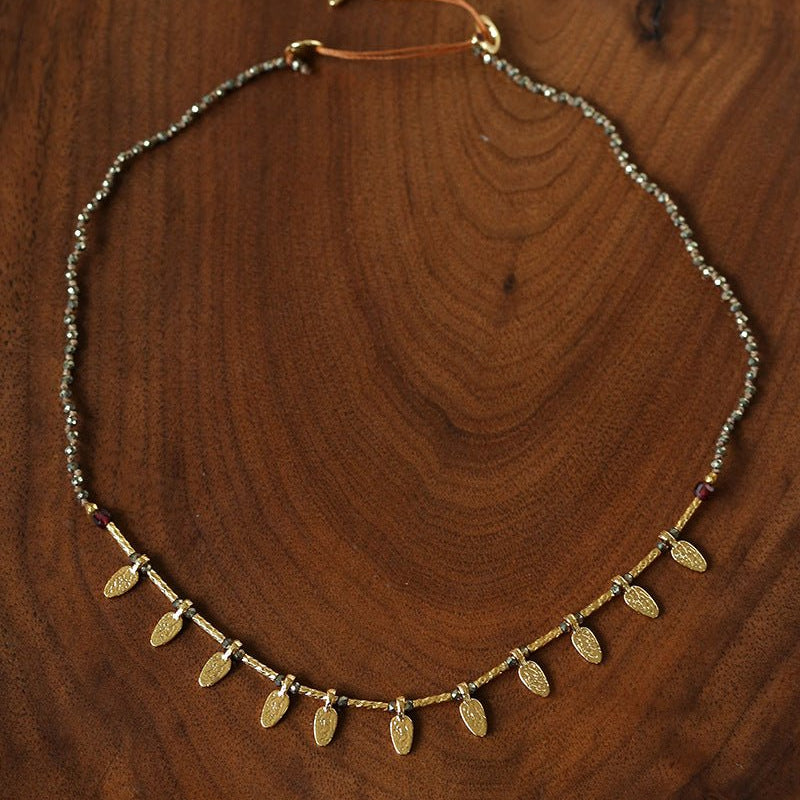 Gold-plated pyrite collarbone necklace by Floysun