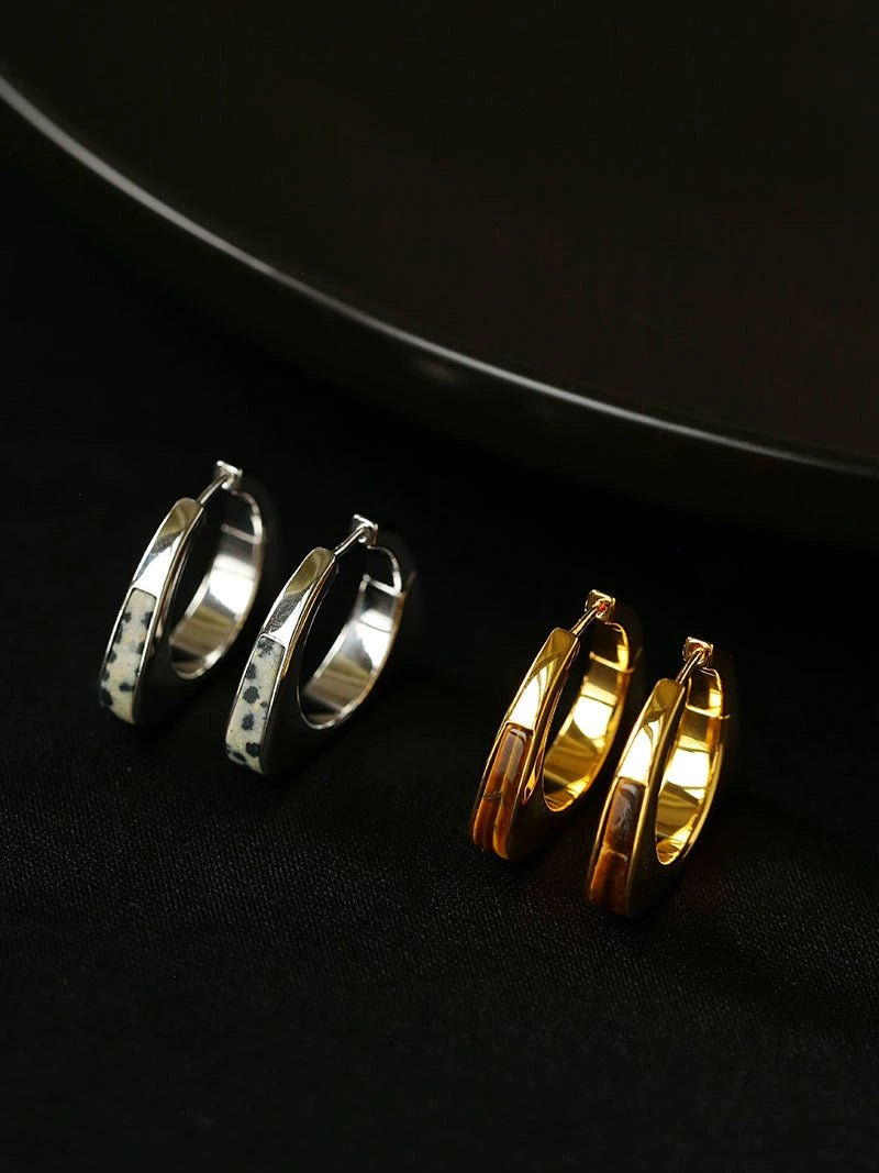 Vintage Leopard - Pattern Tiger’s Eye Hoop Earrings - floysun