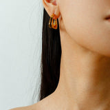 Vintage Leopard - Pattern Tiger’s Eye Hoop Earrings - floysun