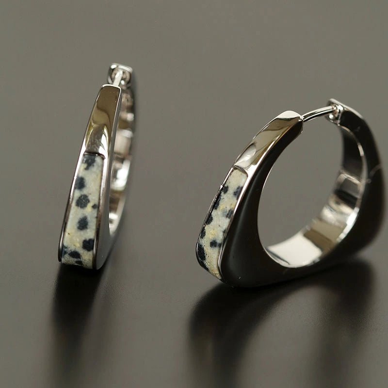 Vintage Leopard - Pattern Tiger’s Eye Hoop Earrings - floysun