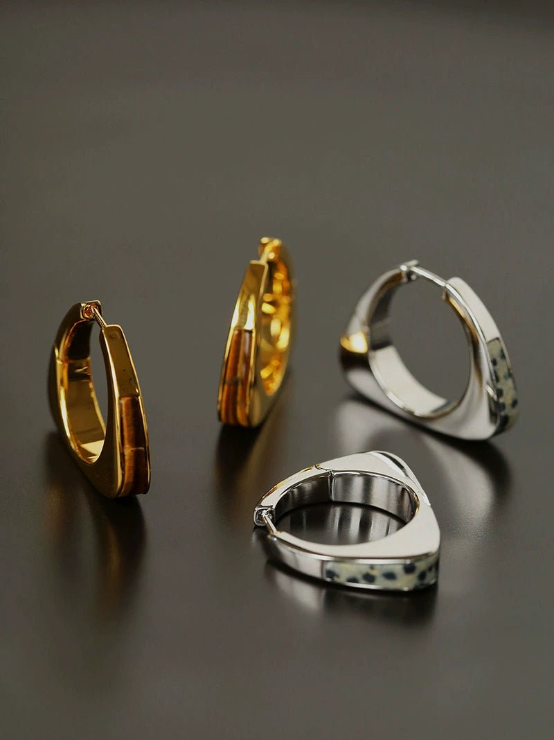 Vintage Leopard - Pattern Tiger’s Eye Hoop Earrings - floysun