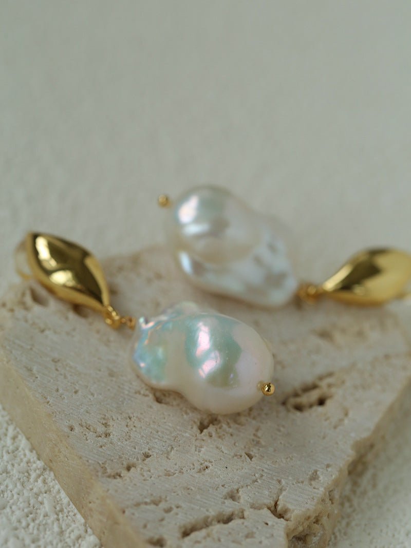 Vintage Light Luxury Baroque Pearl Drop Dangle Earrings - floysun
