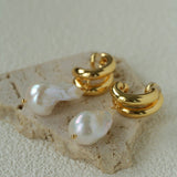 Vintage Light Luxury Baroque Pearl Drop Dangle Earrings - floysun