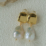 Vintage Light Luxury Baroque Pearl Drop Dangle Earrings - floysun