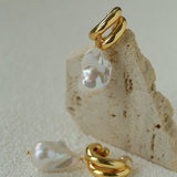 Vintage Light Luxury Baroque Pearl Drop Dangle Earrings - floysun