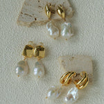 Vintage Light Luxury Baroque Pearl Drop Dangle Earrings - floysun