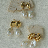 Vintage Light Luxury Baroque Pearl Drop Dangle Earrings - floysun