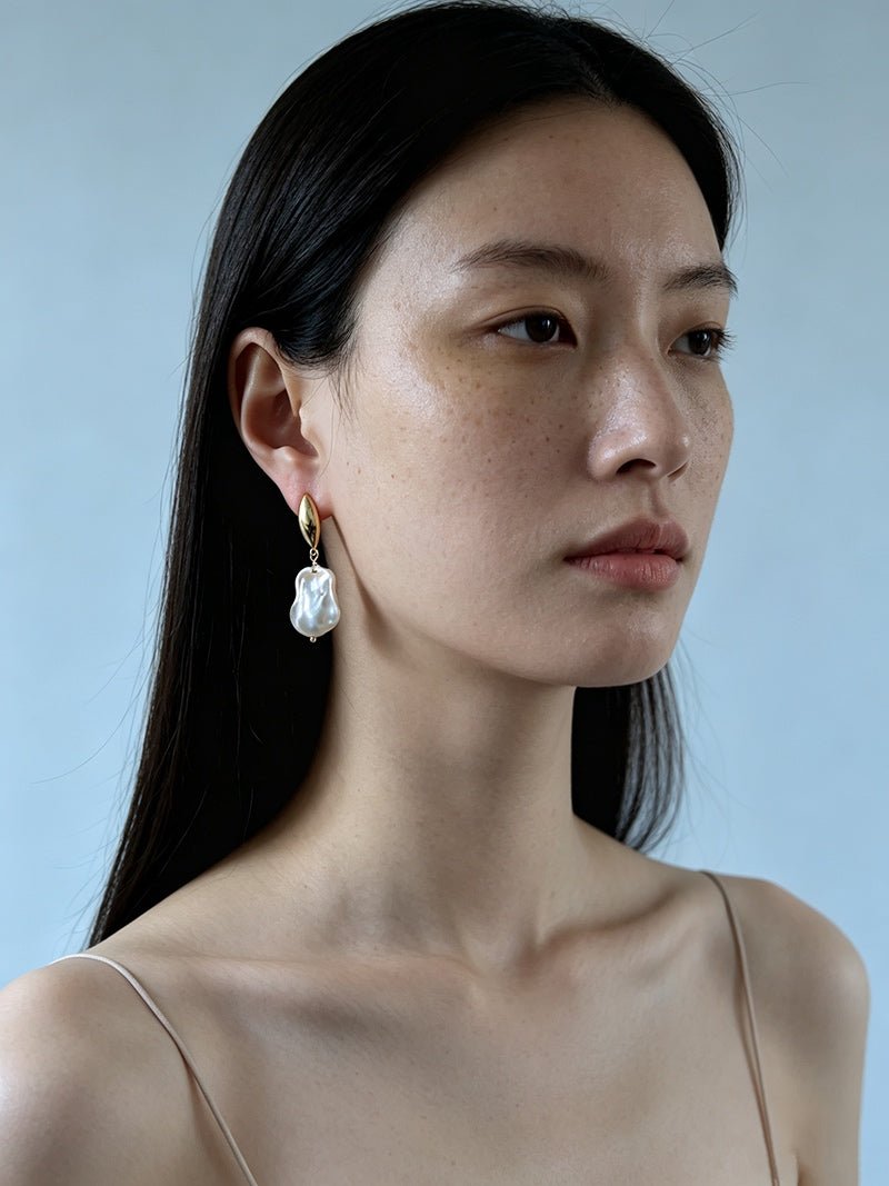 Vintage Light Luxury Baroque Pearl Drop Dangle Earrings - floysun