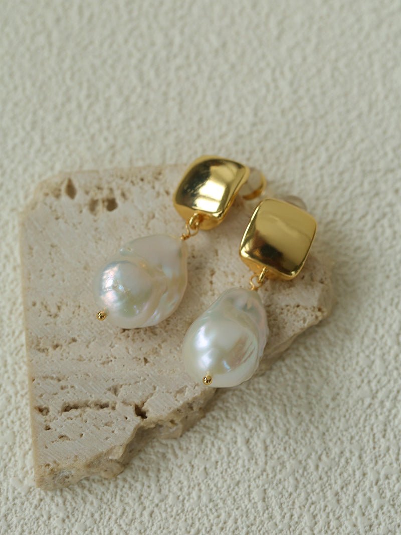 Vintage Light Luxury Baroque Pearl Drop Dangle Earrings - floysun