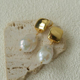 Vintage Light Luxury Baroque Pearl Drop Dangle Earrings - floysun