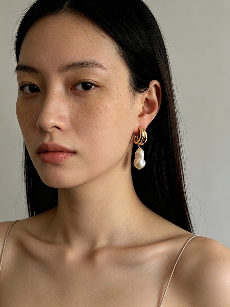 Vintage Light Luxury Baroque Pearl Drop Dangle Earrings - floysun