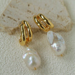 Vintage Light Luxury Baroque Pearl Drop Dangle Earrings - floysun