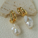Vintage Light Luxury Baroque Pearl Drop Dangle Earrings - floysun