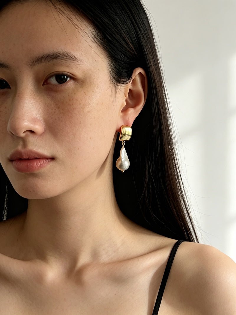 Vintage Light Luxury Baroque Pearl Drop Dangle Earrings - floysun