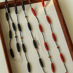 Vintage Long Agate & Black Spinel Necklace - floysun