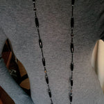 Vintage Long Agate & Black Spinel Necklace - floysun