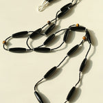 Vintage Long Agate & Black Spinel Necklace - floysun