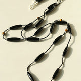 Vintage Long Agate & Black Spinel Necklace - floysun