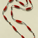 Vintage Long Agate & Black Spinel Necklace - floysun