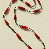 Vintage Long Agate & Black Spinel Necklace - floysun