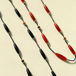 Vintage Long Agate & Black Spinel Necklace - floysun