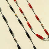 Vintage Long Agate & Black Spinel Necklace - floysun