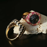 Vintage Luxury 925 Silver Engraved Goddess & Bacchus Coin Ring - floysun