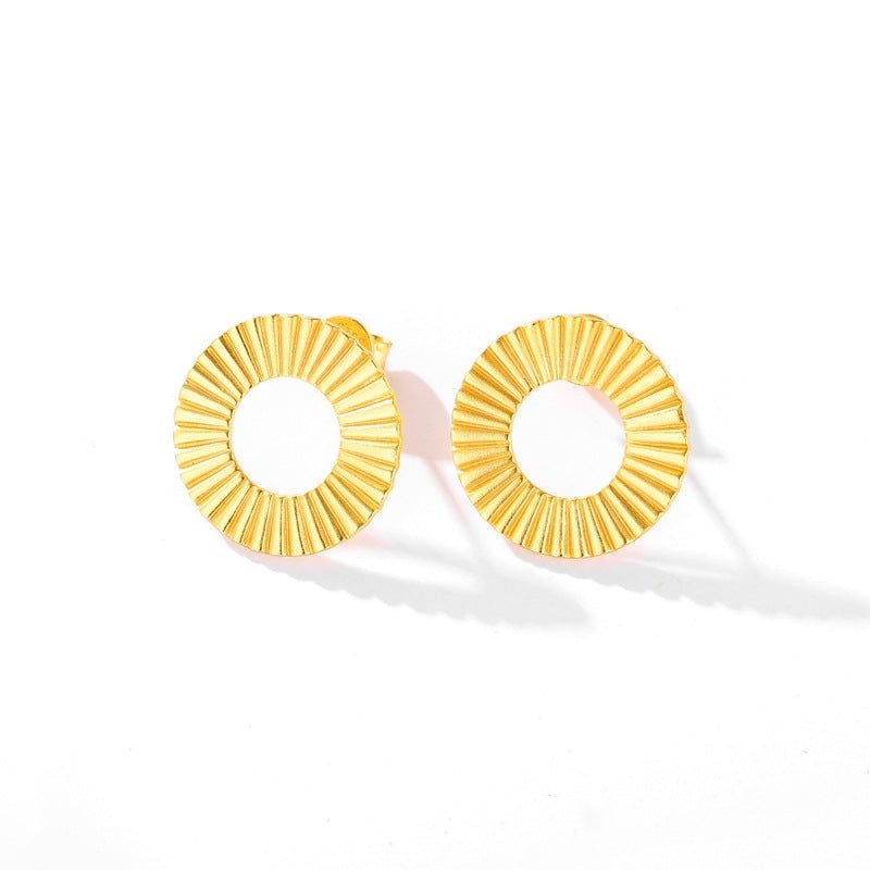 Vintage Luxury Fluted Circle Stud Earrings - floysun
