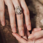 Vintage Mandala White Agate Statement Open Ring - floysun