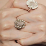 Vintage Mandala White Agate Statement Open Ring - floysun