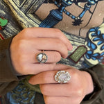 Vintage Mandala White Agate Statement Open Ring - floysun